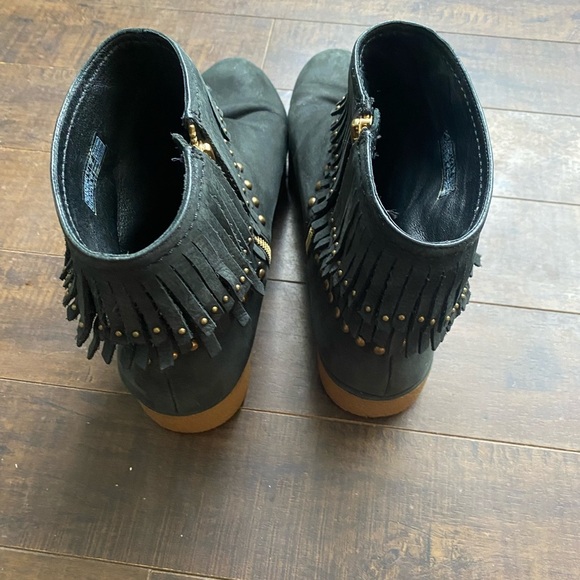 UGG Ariane Black Studded Nubuck Fringe wedge boots - Picture 12 of 15